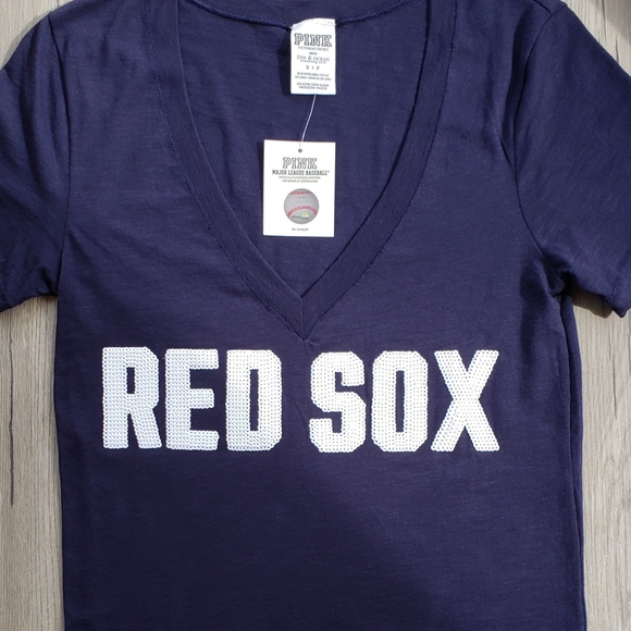 Pink Victoria's Secret Boston Red Sox Short Sleeve T-shirt Sequins NWT - Picture 5 of 16